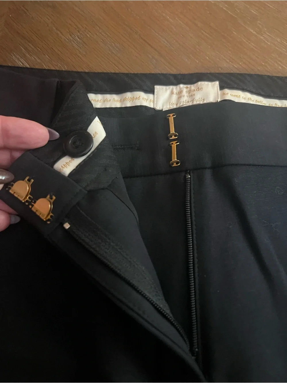 Kate Spade Black High-Waisted Straight-Leg Pants Sz 12